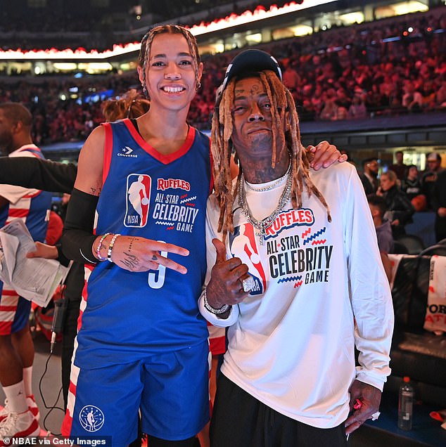 Team Stephen A's Natasha Cloud and Lil Wayne pose together