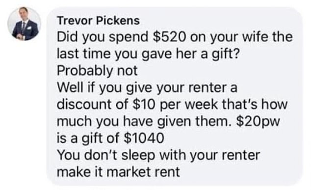 Mr Pickens apologized for the crude way of illustrating the math and said he changed his comment on a private Facebook group after it was lame.