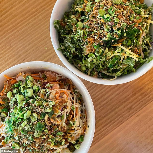 Fishbowl's founders have revealed how they went from college students to owners of a multi-million dollar brand (pictured is a Japanese salad from the eatery)