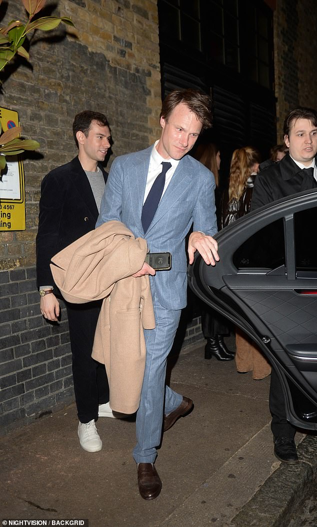 Loki star Aaron Eckhart, 55, delivered a very sophisticated look for the evening as he stepped out in a light blue striped suit