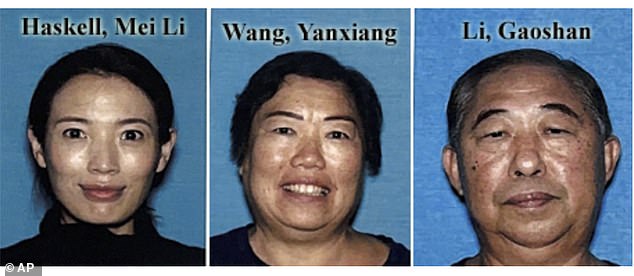 Haskell, 35, is accused of murdering his wife Mei, as well as her mother, Yanking Wang, 64, and father, Gaoshan Li, 72, who remain missing