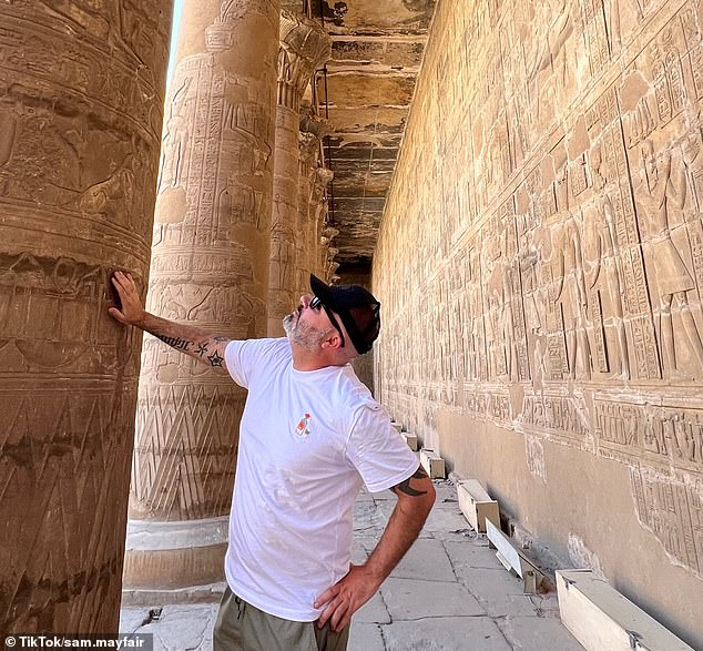 Sam is pictured above exploring Edfu Temple, one of the attractions along the way