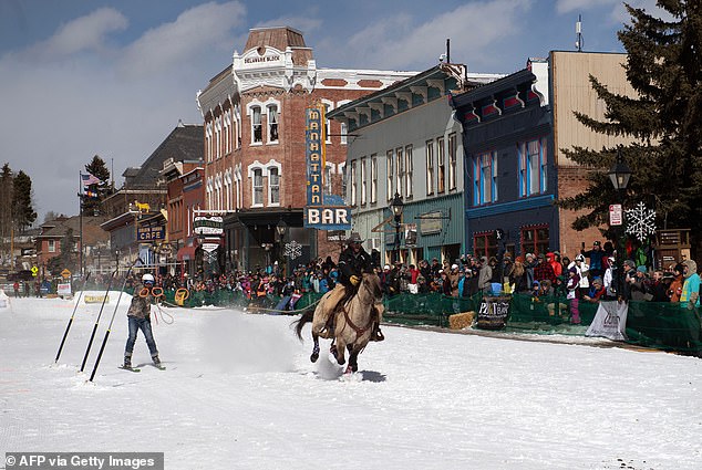 In winter sports, skiers are dragged by horses through fiery obstacles and launched onto death-defying jumps