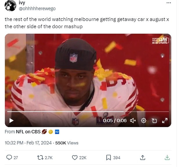 Another shared a meme of an NFL player with a stone face during a ticker tape parade