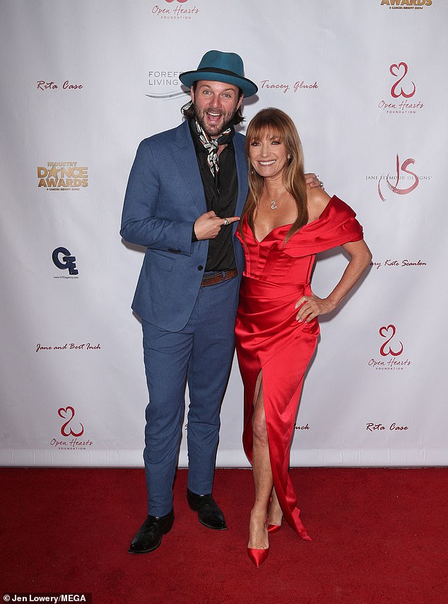 Jane was joined by Keith Harkin and John Zambetti as they posed for photos on the red carpet.