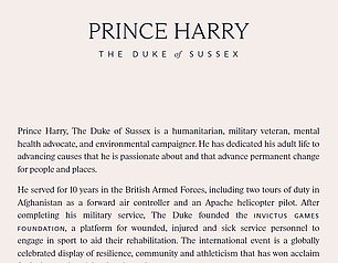 Prince Harry's Sussex.com description