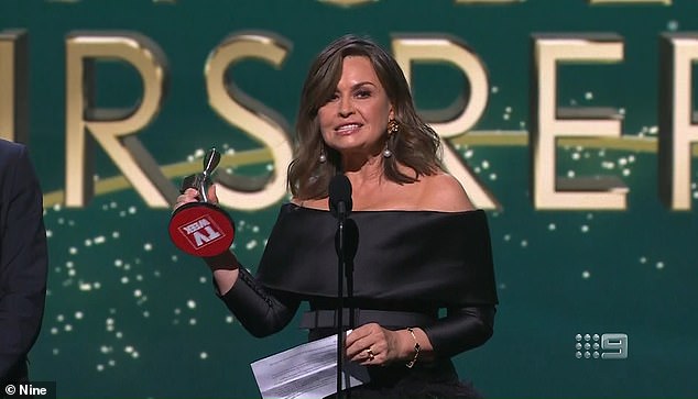 Lisa Wilkinson is pictured giving her Logies speech in June 2022