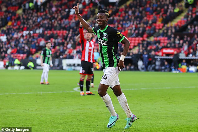 Simon Adingra was immediately back in Brighton's starting XI after winning the Africa Cup of Nations with Ivory Coast