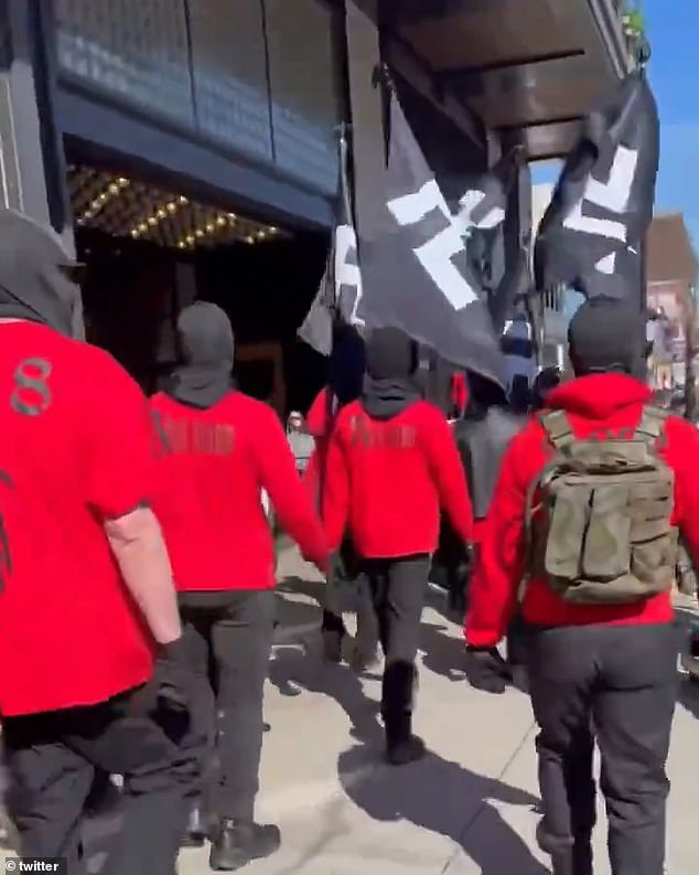 The group, believed to be members of 'Blood and Tribe,' threw Hitler salutes as they marched down Broadway in Nashville's historic black neighborhood