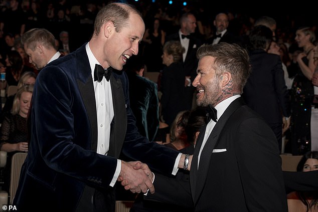 Later in the evening, Prince William shook hands with David Beckham