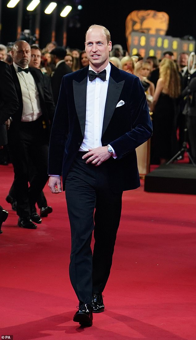 Protagonist: William strides down the red carpet, where he will address the audience as President of BAFTA