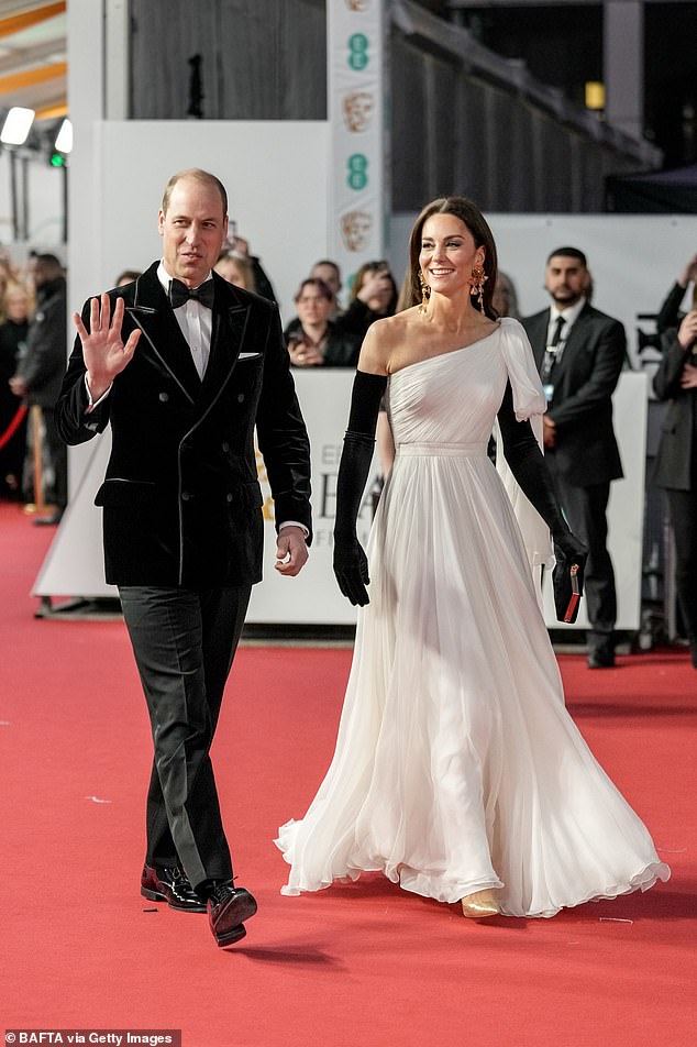 Last year: Prince William and Kate Middleton pictured at the 2023 BAFTA Awards