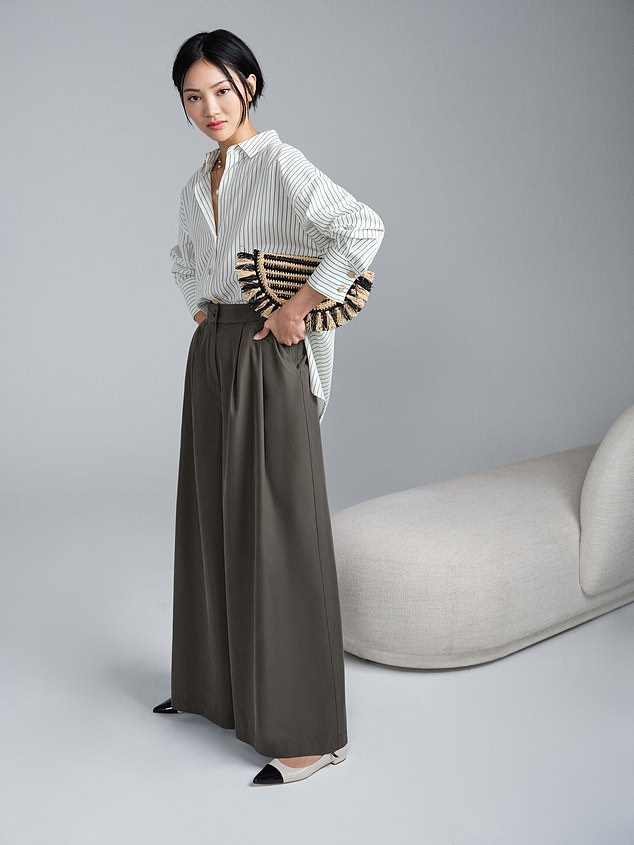 Shirt, £199, and wide leg trousers, £199, lkbennett.com