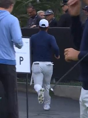 Minutes before he was seen running to the first tee