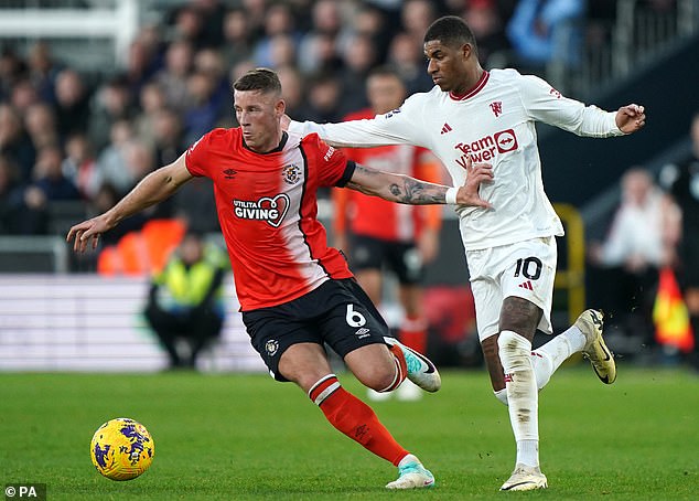 The clip of Rashford trying to lock down Luton's Ross Barkley went viral on social media