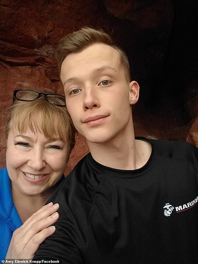 Sam Knopp is pictured with his mother, Amy, in a photo from her Facebook page