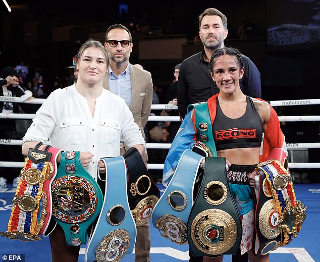 Serrano (R), who relinquished her WBC title in December, stated that Taylor (L) would be the only fighter she would face again in two-minute rounds.