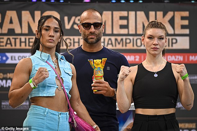 Serrano (left) takes on Nina Meinke (right) in front of a sold-out home crowd in Puerto Rico on March 2