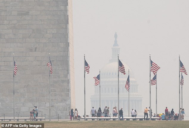 Washington, DC, was covered in smog all of Wednesday and it is expected to stick around for several days