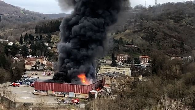 The fire in France took place in a warehouse in the town of Viviez in Aveyron, and residents were told by authorities to stay indoors