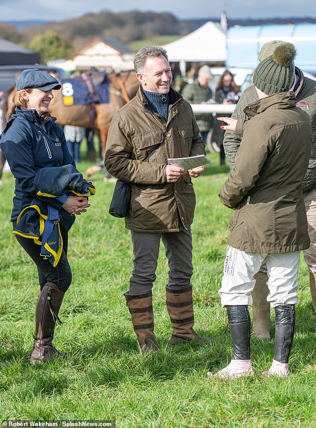 The Red Bull boss was seen smiling and laughing at the event in Dorset yesterday