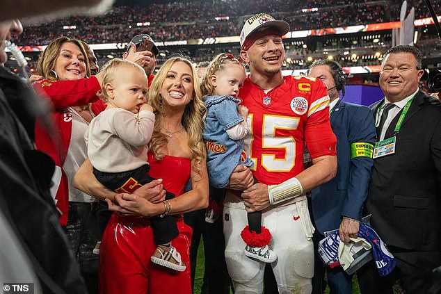 The Mahomes family is seen after last week's Super Bowl victory over the 49ers in Las Vegas