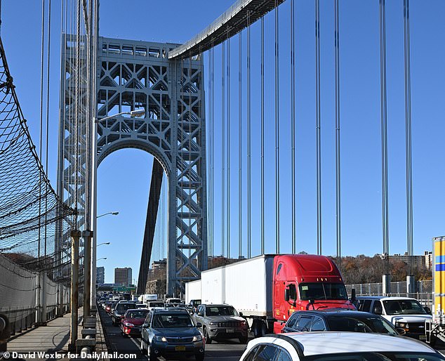 A file photo shows traffic on the George Washington Bridge connecting New Jersey and Manhattan.  It is unclear what impact the proposed boycott will actually have on shipping