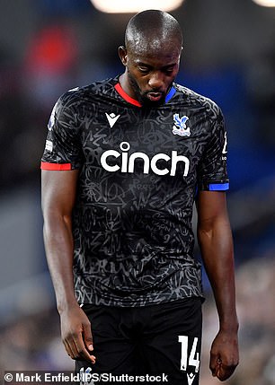 Hodgson managed just seven wins in 28 games during his second spell as Palace boss.  Here, Jean-Philippe Mateta cuts a dejected figure after their derby defeat to Brighton earlier this month