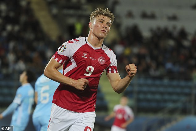 Hojlund has already scored seven goals in ten games for the Danish national team