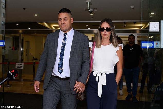 Former footy star Jarryd Hayne (pictured left) was found guilty of raping victim during the 2018 NRL grand final