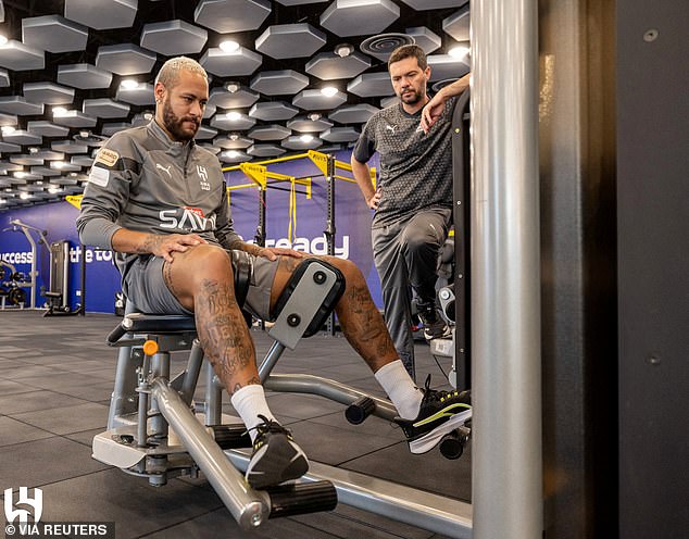 Neymar is seen back in Al-Hilal gym as he prepares for return from injury