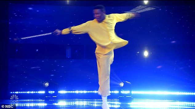 South African dancer Musa Motha, who performed with crutches after losing his leg to cancer during his childhood, sang his duet with Britain's Got Talent's Calum Scott, 35, singing his hit You Are the Reason.