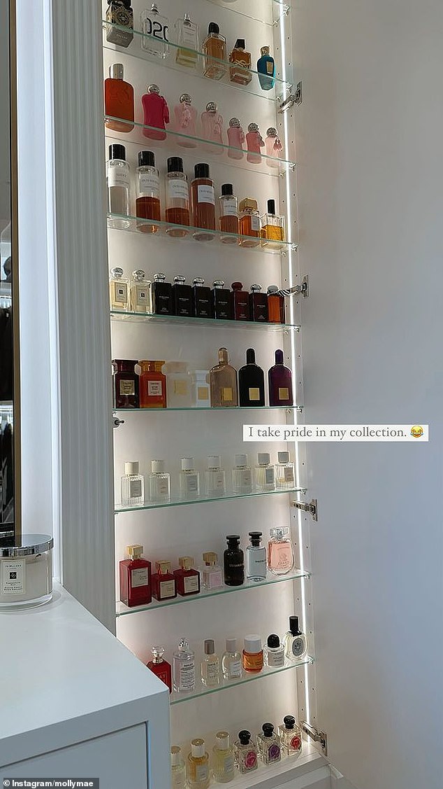 The former Love Island UK star, 24, shared a photo of her designer perfume collection - which totals more than $20,000 (£10,300) - in an Instagram post on Monday.