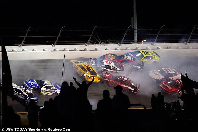 Cars collided and were left scattered throughout the Daytona International Speedway