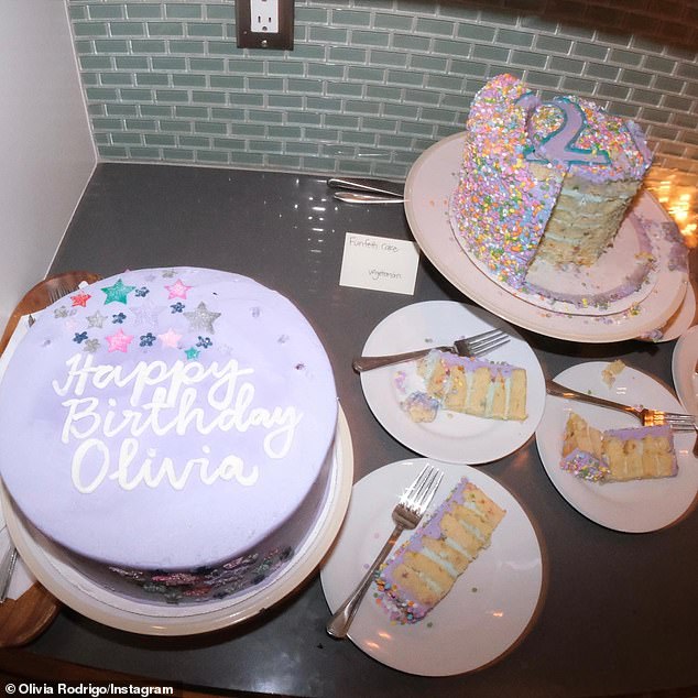 The Can't Catch Me Now singer offered up no fewer than three birthday cakes at her soirée - including a 'vegetarian' funfetti cake - which was bizarrely cut into small slices