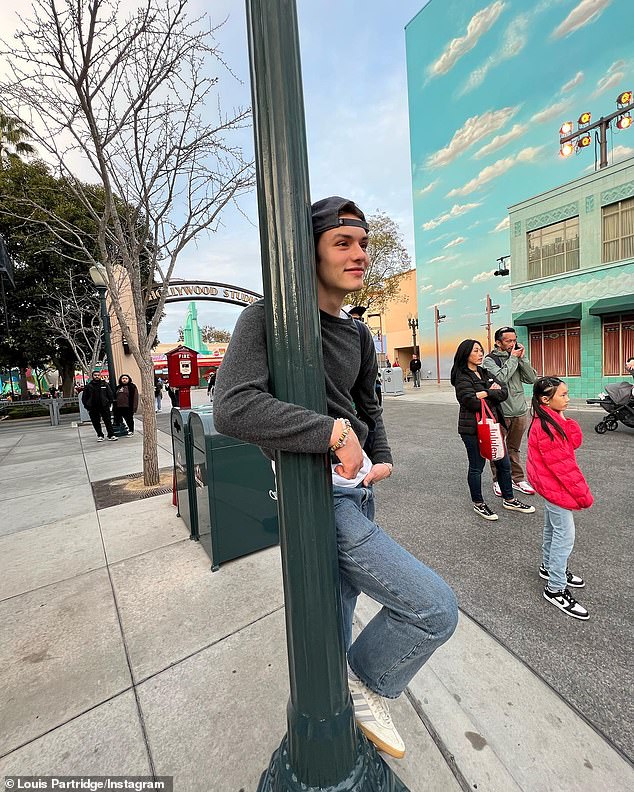 Strangely missing from the festivities was Olivia's boyfriend since October - Argylle actor Louis Partridge - who on Monday posted two Instagram photos of himself enjoying Disneyland