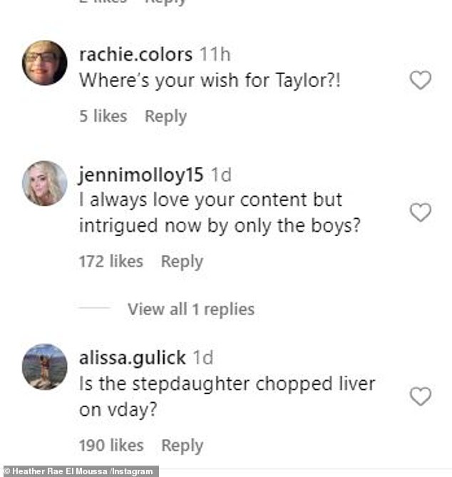 Many Instagram users took to her comments section to point out that Taylor wasn't there