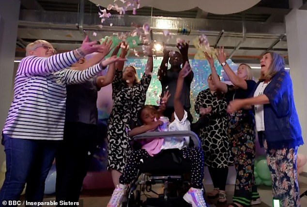 The girls recently celebrated their seventh birthday with their classmates.  The documentary showed how they were covered in confetti during the celebration