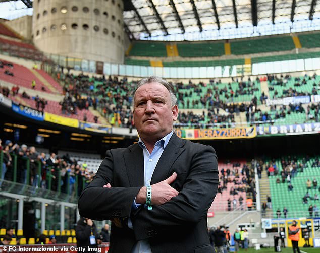 Brehme at San Siro in 2018 - he won the Serie A title and the UEFA Cup with Inter Milan