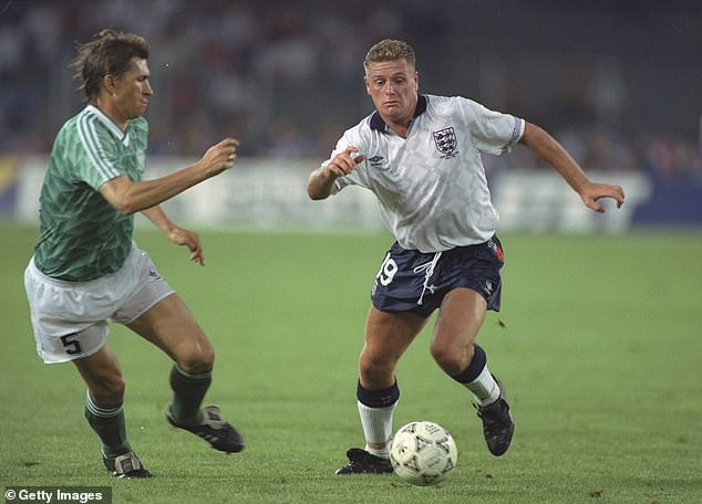 Klaus Augenthaler keeps a close eye on England star Paul Gascoigne during the 1990 semi-final