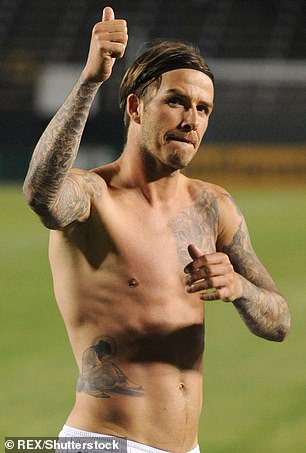 The Man of Sorrow tattoo can be seen on David when he played with team LA Galaxy in 2011