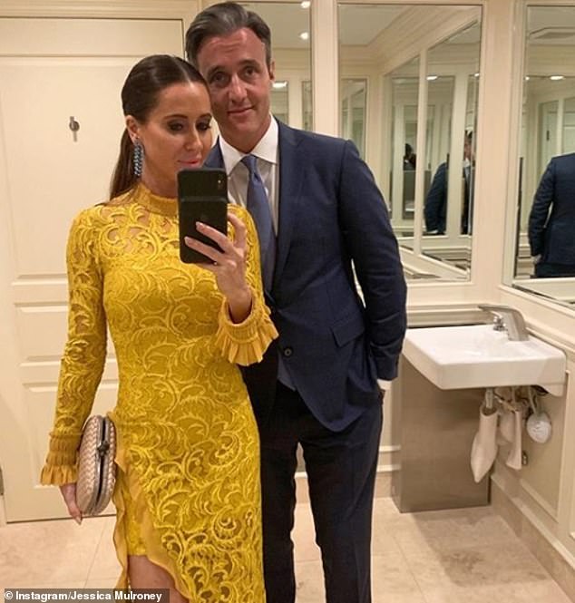 Stylist Jessica, 39, is married to TV presenter Ben Mulroney, 42, the son of former Canadian Prime Minister Brian Mulroney.  The couple celebrated Brian Mulroney's 80th birthday this weekend with a party in Palm Beach, Florida.  Pictured, in a selfie ahead of the bash