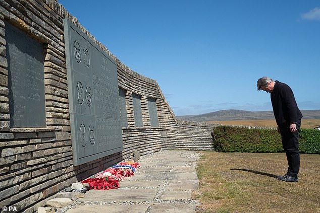 Foreign Secretary Lord David Cameron visits San Carlos Cemetery in the Falkland Islands