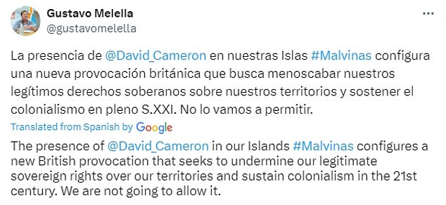 Mr Melella then declared David Cameron 'Persona Non Grata for the entire territorial expansion of our province'