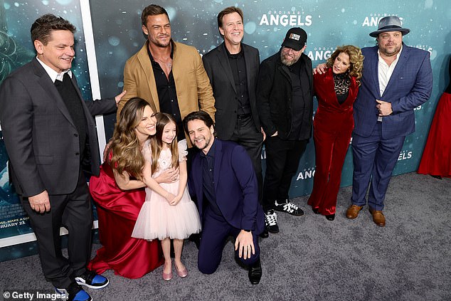 (L-R) Kevin Downes, Hilary Swank, Alan Ritchson, Emily Mitchell, Jon Gunn, Jon Berg, Andrew Erwin, Travis and Drew Powell