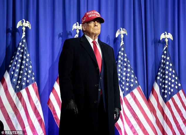 Former President Trump at a campaign event in Michigan on February 17.  The state will hold its primaries on February 27, just days after South Carolina voters go to the polls