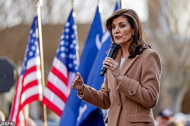 Haley during a campaign stop in South Carolina on February 18.  She trailed Trump by double digits in recent polls in South Carolina, despite serving as the state's governor from 2011 to 2017.