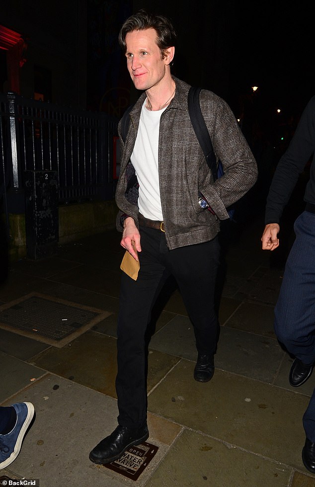 Matt looked pleased as he left the afterparty in London after the press night