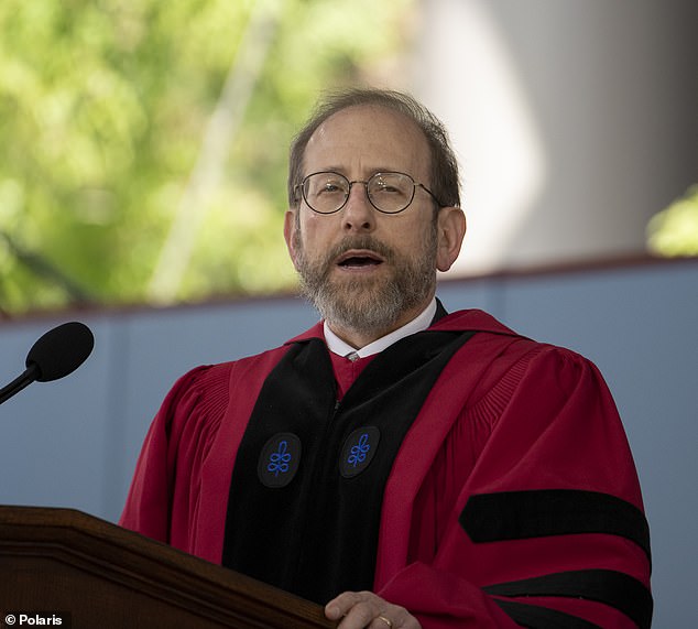 The letter gave Harvard interim president Dr.  Alan Garber (pictured) has until March 15 to respond to demands, including to ensure that the story surrounding his predecessor's resignation is 