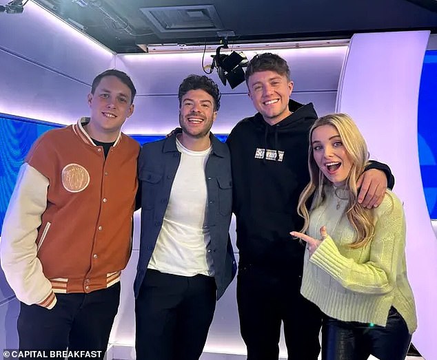 Jordan – who joins Capital from BBC Radio 1, officially starts in April 2024 and presents alongside Chris Stark, far left, and Sian Welby, far right, while Roman's last show will be on March 28